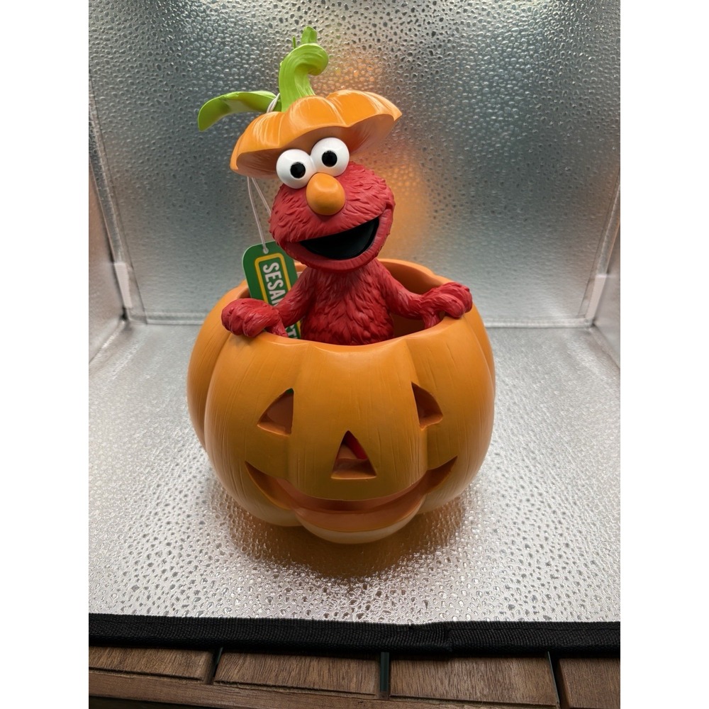 🧡 Sesame Street Elmo Pumpkin Halloween 9" Figurine  New! So Cute! Brand New!
